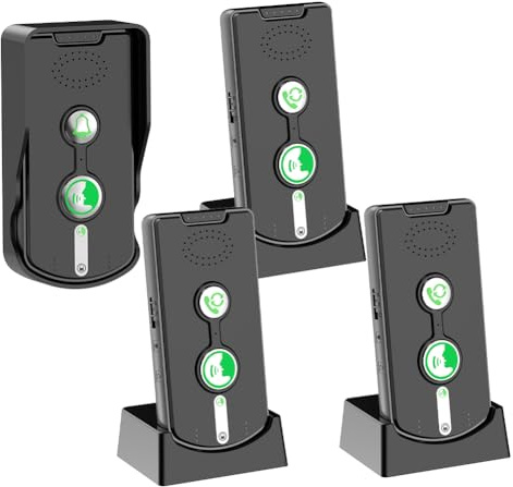 2 Way Wireless Doorbell Intercom Indoor Outdoor, Long Range Door Intercoms System for Home with Waterproof Cover Rechargeable Battery,30 Days Long Standby Time 5 Level Volume Adjustment（4 Pack）