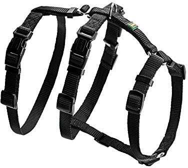 HUNTER Sicherheitsgeschirr VARIO RAPID, Panikgeschirr mit extra Bauchgurt, ausbruchssicher & verstellbar, auch als klassisches Y-Geschirr nutzbar, leichte Klickverschlüsse, Farbe: schwarz, Größe: S-M