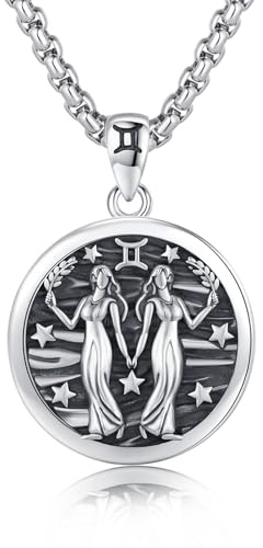 Halsband med stjärntecken tvilling 925 sterlingsilver 12 konstellationer stjärntecken stjärna hänge halsband zodiac hänge astrologi horoskop smycken gåvor för män kvinnor, Sterlingsilver