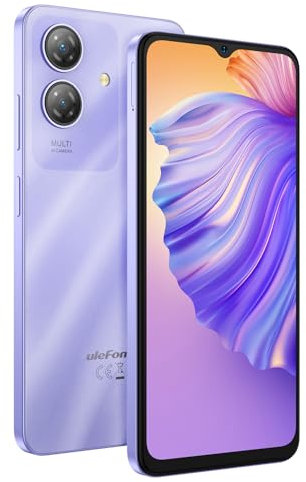 Ulefone Android 14 Smartphone ohne Vertrag Note 21, 8GB RAM + 128GB ROM, 6,56'' HD+ Großbildschirm, 13MP+8MP, DUAL-SIM Handy, 5000mAh Akku, Fingerabdruck + Gesichtserkennung, GPS, Violett
