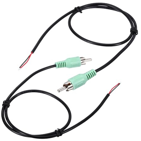 sourcing map 20 Inch Open Green RCA Male Plug Jack Connector Adapter to Bare Wire Open End Audio Video RCA Cable for Amplifier Speaker Wire Pack of 2