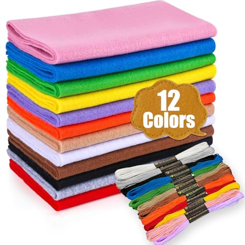 Wonninek 12 rullar 20 x 89 cm mjukt filttyg ark 1,4 mm tjocka filtark blandade färger filt tyg rulle filt paket gör-det-själv hantverk sömnad fyrkanter icke-vävda lappverk (20,5 x 90 cm)