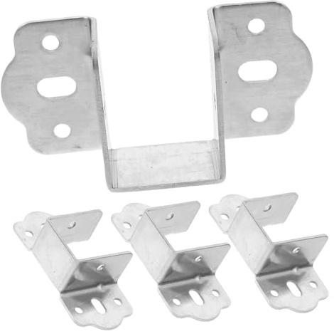 POPETPOP Soportes de Cama en Forma Acero Inoxidable, 4 Piezas para Marco de Cama, Instalación Fácil y Uso en Literas y Cabeceras