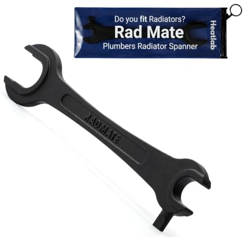 Heatlab RadMate 4-in-1 Radiator Spanner, 24mm & 15mm Plumbers Wrench | Radiator fitting tool for faster installs & fewer tool changes, Valve Tail, Plug & Cap Tool, Chrome Moly Steel