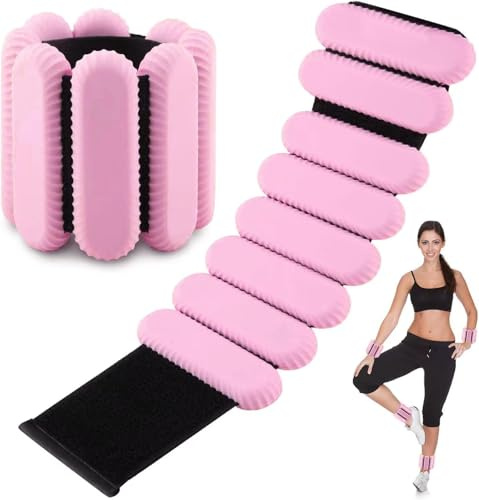 Cretee 2 PCS Pesi da Polso Regolabili Pesi da Caviglia Set per Esercizio Camminare Jogging Yoga Aerobica Pilates Braccialetto portante Braccialetto Fitness(rosa, 2 lbs/cad)