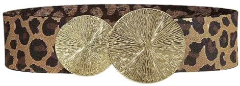 RIVIEVAL Ceinture élastique large pour femme avec boucle bronze, idéale pour robes et vestes.