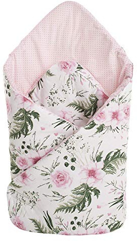 Kudde 100% bomull 75 x 75 cm inlagd filt babyhörnor dubbelsidig mjuk året runt multifunktionell antiallergisk baby medi partners (blomma med rosa prickar)