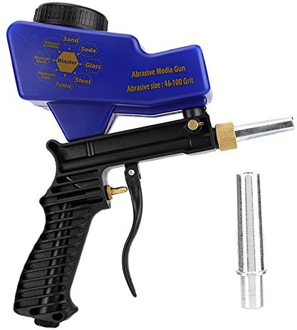Sandstrahl Pistole, Akozon Premium Tragbare Schwerkraft Pneumatische Pneumatische Sandstrahlpistole Sandstrahler Entfernen von Rostfleckenperlen Sandstrahl Strahlgerät (Blau)