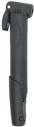 Mini pompe à vélo avec fermeture rapide et poignée en T / poignée pliante, pour toutes les valves, avec support de cadre, 11 bar/160 psi (noir, 19,5 cm)