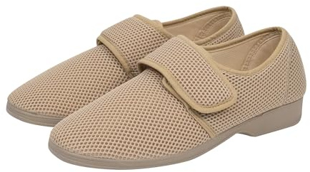COZSERIES Zapatillas de Casa Hombre Cerradas con Cierre de Velcro Ajustable | Malla Transpirable Antideslizantes | Calzado Comodo Tercera Edad | Talla 39-46 | Color: Beig | Talla: 45 EU