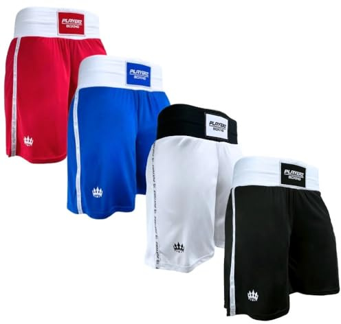 Playerz Boxing Shorts – Adult & Kids Lightweight Elasticated Trunks for Training & Sparring Black