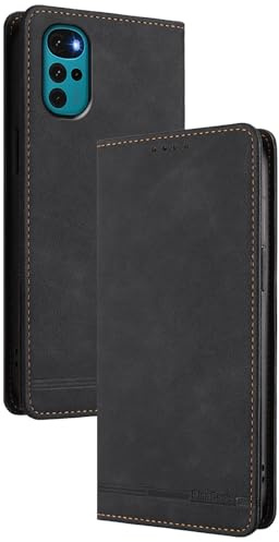 GOGME Funda Cartera de Cuero para Motorola Moto G22 – Carcasa con Cierre Magnético, Protección RFID, Tarjetero y Soporte Antigolpes - Negro