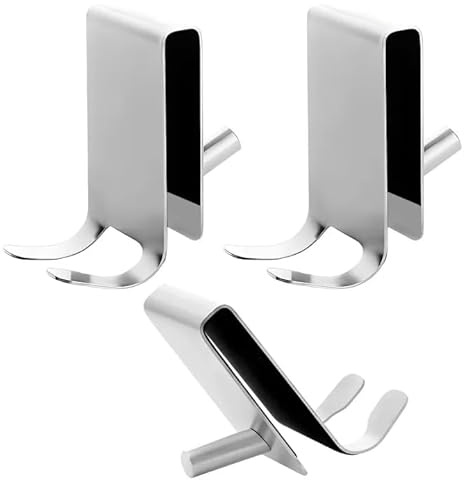 DOINEUFL 3 Stück Duschhaken für Glaswand, Doppelseitige Haken für Duschwand, Handtuchhalter Duschwand, Edelstahl Badzubehör Geeignet für 5–10 mm dickes Glas (3, Silber)