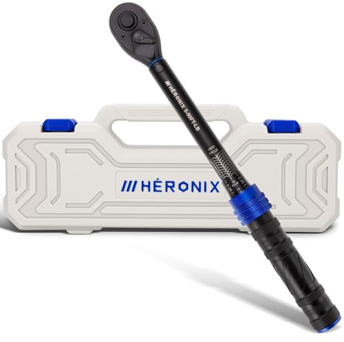 HERONIX 3/8-Inch Drive Click Torque Wrench, 5–50 Ft-Lb (6.8–67.8 Nm) ±3% Accuracy, Loud Click, Dual Scale, 72-Tooth Mini Torque Wrench for Bike, Motorcycle, Car & Spark Plug Maintenance