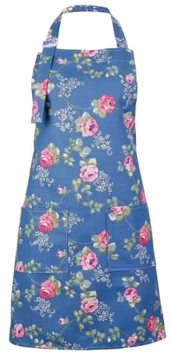 VIDSTW Apron Women Baumwolle Leinen, Gartenschürze Drucken, Küchenschürzen Einstellbar, Wasserdicht und öLbeständig Malschürze Erwachsene für Küche, Esszimmer, Garten, Cafés