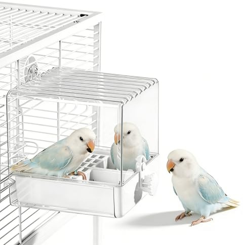BORDEAG Badehaus Für Vogelkäfig, Vogel Badewanne, Hängende Vogelbadewanne, Vogelkäfigzubehör, 3 in 1 Vogelbadewanne Für Katzen, Finken, Weiße Pilze, Wellensittiche, Lerchen Und Kleine Vögel