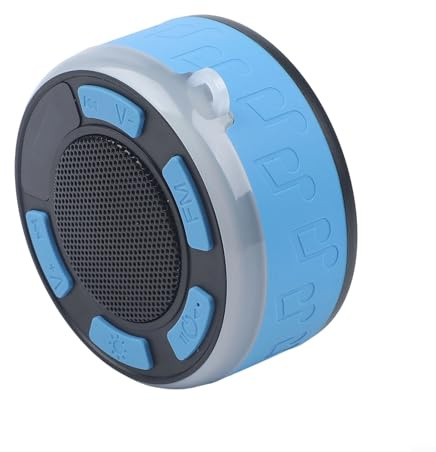 Fauhapyway Altoparlante per doccia IPX7 impermeabile con luci RGB, suono a 360° e radio FM, ventosa rimovibile per bagno, batteria da 1100 mAh (blu)