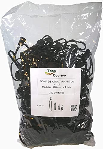 Todo Cultivo Caoutchouc d'ancrage élastique n° 12 extra pour tutorer - 200 pièces - Caoutchouc EPDM renforcé (élasticité maximale et durée)