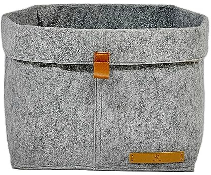 FRIHET® Filz Aufbewahrungskorb für KALLAX Regal | Ordnungsbox in Grau | Filztasche Organizer | 1 Stück Gr.2 | vielseitig einsetzbar und platzsparend verstaubar