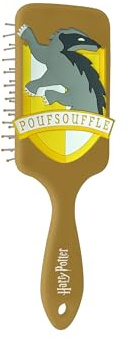 Harry Potter – Cepillo de Pelo Paddle Neumático – Púas Masajeadoras – Desenredo Diario – Diseño 3D en Relieve – Para Niños y Adultos – Producto Oficial Hogwarts Hufflepuff