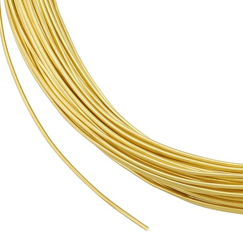 BENECREAT 20m 0.8mm Messing-Bastel-Schmuckdraht, Goldener Künstlerischer Wickeldraht, Anlaufgeschützter Runder Kupferdraht Für Schmuck, Perlen, Basteln, Herstellung von Ringen, Ohrringen