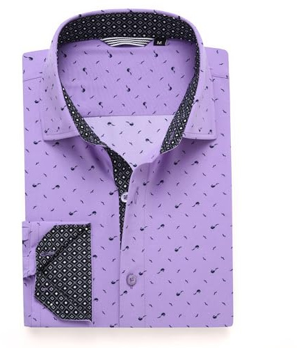 Alex Vando Mens Printed Dress Shirts Long Sleeve Regular Fit Button Down Shirt,Purple,L
