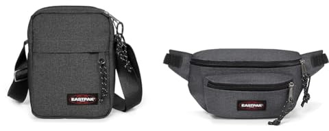 EASTPAK THE ONE Umhängetasche, 27 L - Black Denim (Grau) & DOGGY BAG Gürteltasche, 27 L - Black Denim (Grau)