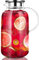 Cooko Karaffe, Karaffe 2.5 Liter, Glaskaraffe, Wasserkaraffe, Karaffe Glas, Glaskaraffe mit Deckel, Wasserkrug, Glaskrug, Wasserkaraffe mit Kühlung, Eistee Krug Saft Krug, Getränkekaraffe Glaskanne