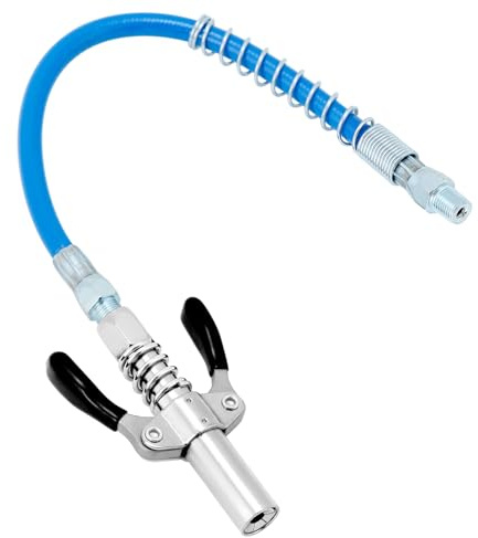 QWORK® Fettpresse Mundstück 1/8” NPT Kupplung mit 30cm Schlauch, Rutschfester Griff - Edelstahl G Coupler für alle Arten von Fettpressen