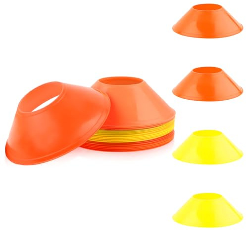 20pcs Soccer Cones for Sports Training, Football Cones Flexible Sports Agility Cones Training Cones for Basketball Football Running Drills Sports Games Field Cone Markers Kids (Orange & Yellow)