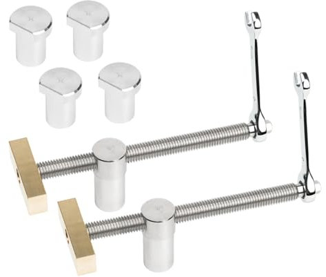 2Pcs Extra Long Bench Dog Clamp Set for 20mm Hole, DIY Positioning Woodworking Adjustable Desktop Clips, Fixture Vise Benches Joinery Carpenter Tool for Woodworking Silver (2 Clamps+4 Dogs)