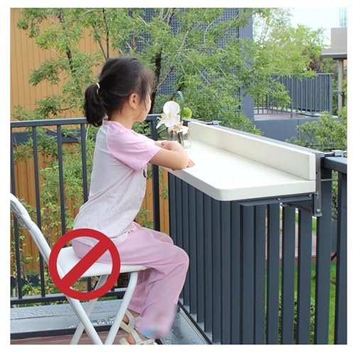 Hängetisch für Balkongeländer, (Verstellbarer hängender, klappbarer Balkon-Stehtisch für den Außenbereich, multifunktionaler Terrassengeländertisch für Terrassendecks, weiß (120 x 28 cm/47,