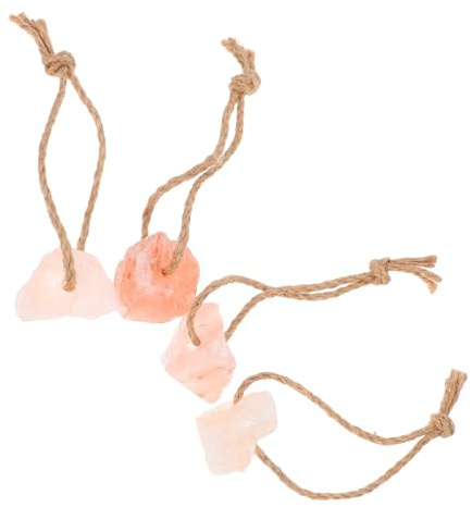 Bloques de Sal Colgantes 4 Piezas Minerales para Caballos y Conejos | Sal Rosa Natural, 4 Piezas, Minerales Naturales, Apoyo Nutricional y Bienestar, Uso Colgante