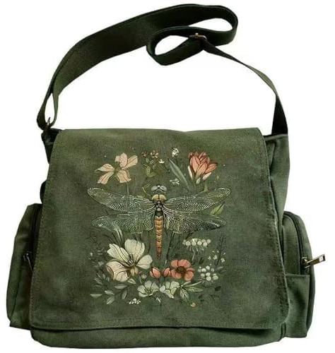 Pattern Messenger Bag Canvas Crossbody Bags Women/Men Purses with Pockets | Printed in a Variety of Styles, Cute Canvas Crossbody Purses with Multiple Pockets, Lightweight Shoulder Bag for Work,Travel