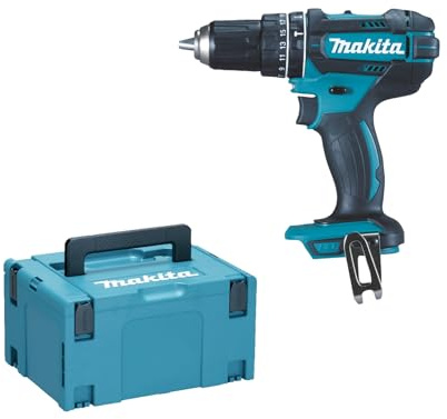 Makita DHP482ZJ drill Sin llave Negro, Azul 1900 RPM - Taladro eléctrico (1900 RPM, 1,3 cm, 3,8 cm, 62 Nm, 36 Nm, 9000 ppm)