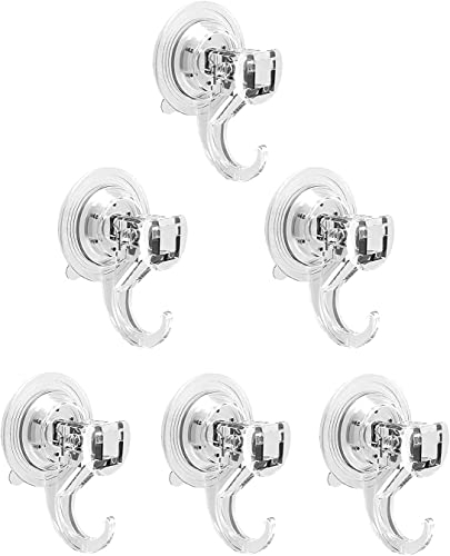 Quntis 6-Pack Saugnapf Haken Set Ohne Bohren, Saughaken Extra Stark für Fenster Glas Bad Küche Badezimmer, 3KG Belastbar, Transparent, 7cm Durchmesser