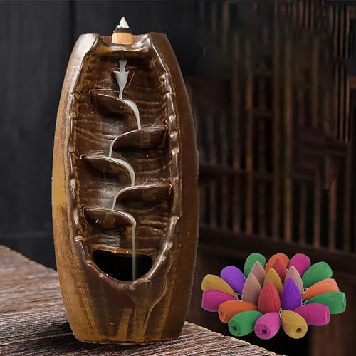 DXIA Brûleur d'encens en Céramique, Brûleur d'Encens à Refoulement, Porte Encens Ornement en Céramique Reflux, Odeur de Four Aromatique, Ornement en Céramique pour Aromathérapie, pour Maison, Bureau
