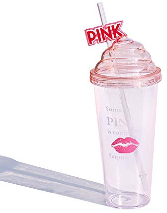 Bottiglia da viaggio rosa con paglia viola party Tumbler Ice Drink Cup Tollde Cup per picnic party compleanno