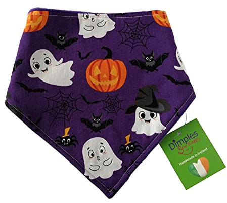 Dimples Hundehalstuch - Halloween Geister Gespenster lila - Halstuch, Bandana, Dreieckstuch für Hunde Welpen und Katzen - Tier Besitzer Geschenk - Handgemachtes Accessoire 25cm