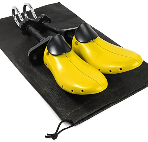 igadgitz Home U7184 2-Way Shoe Stretchers, Expander, Shaper with Bunion Plugs, Height Pad and Drawstring Bag - Yellow & Black - Mens UK 6-11