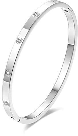 CCAIPU 18K Gold Plattiert Armreif für Damen, 4MM Titanium Stahl Kristall Armband Freundschaft Geschenke für Frauen Mutter Mädchen