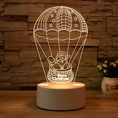 Geschenk Mädchen Weihnachten 3D Illusion Lampe, Nachtlicht Kinder Steckdose USB, Mädchen Geschenk Kreativ, LED Nachttischlampe Weihnachtsdeko Warmweiße Creativ Freundinnen Geburt Deko (Fallschirm)