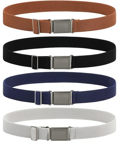 Kajeer Magnetic Boys Belt, Adjustable Elastic Kids Belts for Boys Girl with Magnetic Buckle(Black+Navy Blue+Brown+Grey)