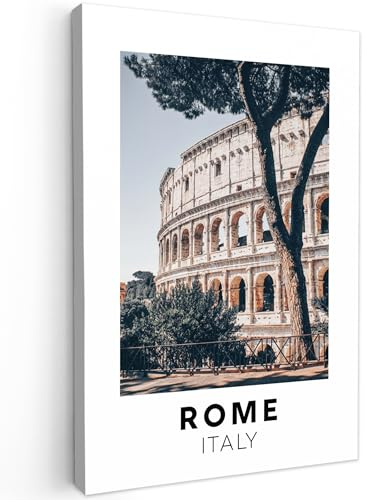 MuchoWow© Bild auf Leinwand 60x90 cm Schlafzimmer Bilder Wand Deko Wohnzimmer Modern Wanddeko Bilderwand Geschenk Italien - Rom - Kolosseum