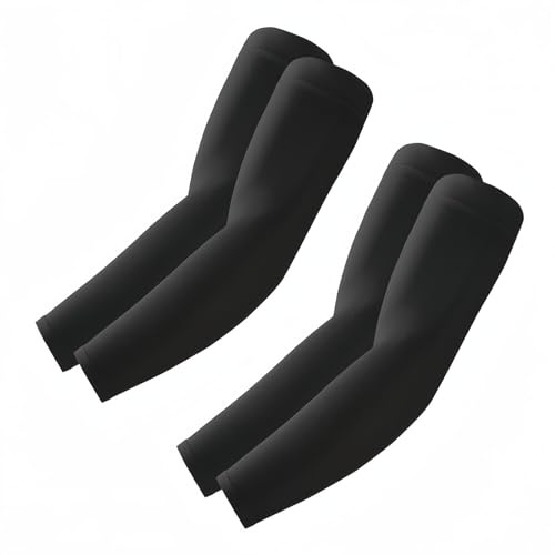 ROXUN 2 Pares Mangas para Brazos Protección Sol Manguitos Running Hombre Mujer Manga Compresión Ciclismo Voleibol 2 Negro