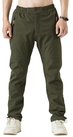 TONY BACKER Pantaloni Uomo Invernali Sci Trekking Impermeabile Antivento Escursione shoftshell Outdoor (IT, Testo, XXL, Regular, Regular, Verde)