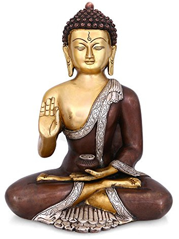 Amilav Collections Grande statua di Buddha in ottone da 32,5 cm, decorazione per la casa