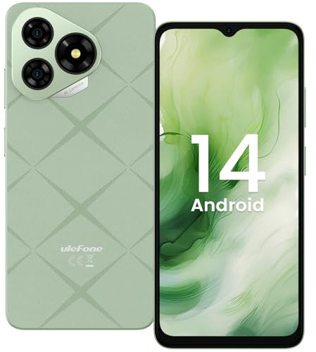 Ulefone Note 19 Smartphone Android 14 6GB+64GB/512GB SD 5000mAh, Octa Core Mobile Phones Unlocked 6.65” HD+ 8MP+5MP Panorama Camera,4G Dual SIM Fingerprint Face ID OTG,UK Version 2 year warranty-Green