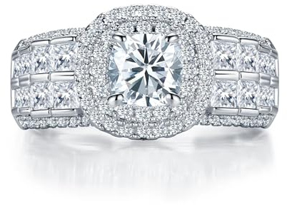 JKK Valentines Gifts Moissanite Rings for Women - 925 Sterling Silver 0.8ct D Color VVS1 Clarity Engagement Promise Ring Marquise Silver Jewelry Anniversary for Women Size 7.5