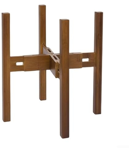 Springwillfly Soporte de madera ajustable para plantas diseñado para macetas de 8 a 12 pulgadas, estructura de dos capas que ofrece espacio y estabilidad adicionales